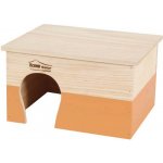 Zolux Obdélníkový dřevěný domeček pro hlodavce XL oranžový 35 x 28 x 20 cm – Zboží Mobilmania