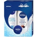 Nivea Cocoa Indulging výživné tělové mléko 250 ml + Fresh Natural antiperspirant sprej 150 ml + krém 30 ml dárková sada