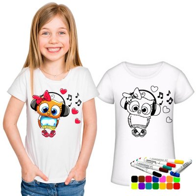 dívčí tričko s vlastním motivem + fixy na textil 10 barev tričko Omalovánka – Zboží Mobilmania