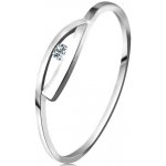 Šperky eshop prsten v bílém zlatě 585 s třpytivým diamantem lesklá zvlněná ramena BT504.83 – Sleviste.cz