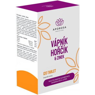 Aporosa prémiový Vápník + Hořčík + Zinek 120 tablet – Hledejceny.cz