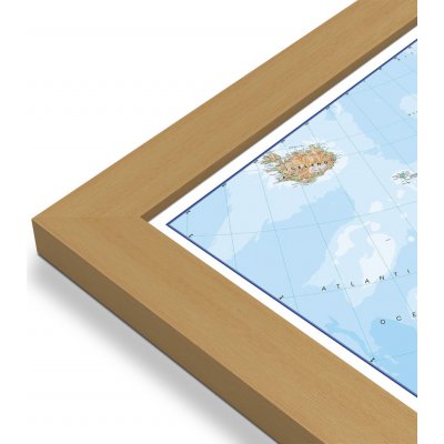 Maps International Evropa - nástěnná fyzická mapa 140 x 100 cm Varianta: mapa v dřevěném rámu, Provedení: Pegi jádro ořechu