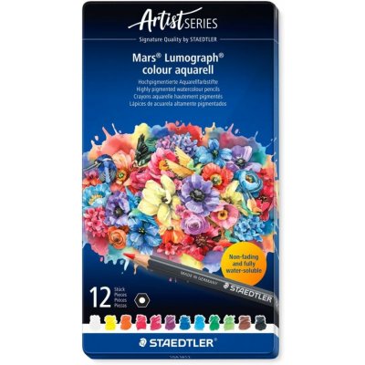Staedtler Mars Lumograph 104 12 barev kovová krabička 104 M12 613973 – Zboží Dáma