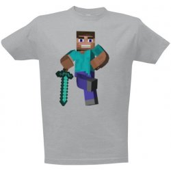 Tričko s potiskem Minecraft Sword pánské Šedá melír