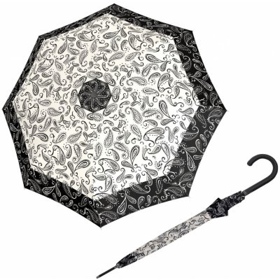 Doppler Fiber Flex AC Black&White Paisley dámský holový vystřelovací deštník – Zboží Mobilmania