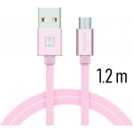 Swissten 71522205 USB 2.0, zástrčka A - zástrčka micro B, opletený, 1,2m, růžovo-zlatý – Sleviste.cz