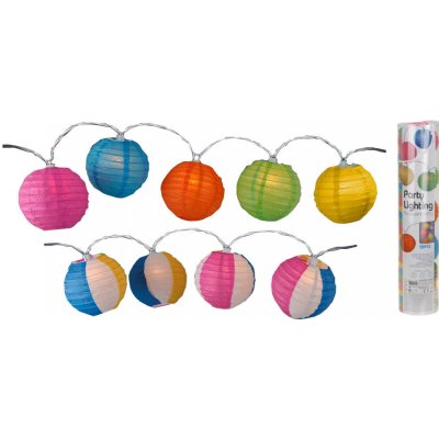 osvětlení LAMPIONY pr.10cm 10LED řetěz papír mix barev – Zboží Mobilmania