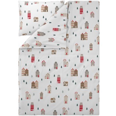 Livarno povlečení z jemného flanelu domečky 140x200 70x90 – Zboží Dáma