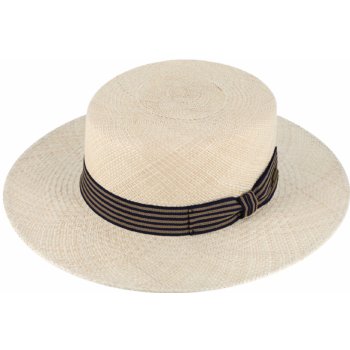 Fiebig letní slaměný boater panamský klobouk s širší krempou unisex žirarďák Panama canotier UV faktor 80