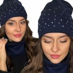 Fashionweek Dámský set čepice a šály čepice beanie trubkový šátek S2262 Tmave modry – Hledejceny.cz