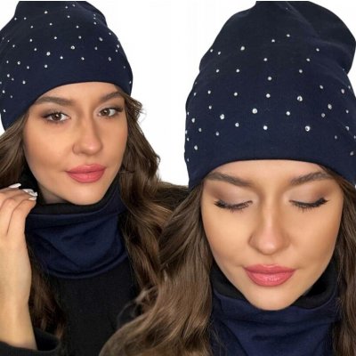 Fashionweek Dámský set čepice a šály čepice beanie trubkový šátek S2262 Tmave modry – Hledejceny.cz