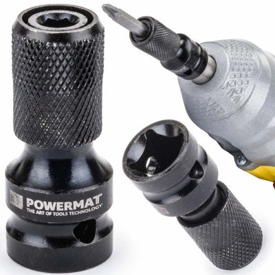 POWERMAT Adaptér z 1/2" čtyřhran na 1/4" HEX pro rázové utahováky PM-ASHU-05025T – Zboží Mobilmania