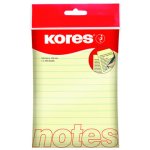 Bloček samolepící 150x100mm linkovaný žlutý 100 listů Kores – Zboží Dáma