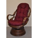 Ratanové houpací křeslo Swivel hnědé vínový polstr – Zboží Dáma