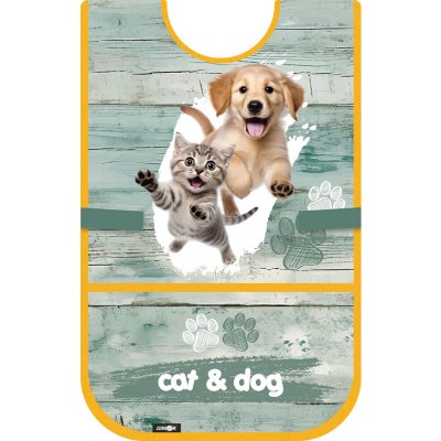 Junior dětská zástěra/pončo pro výtvarnou výchovu S8 - Kočka a pes – Hledejceny.cz