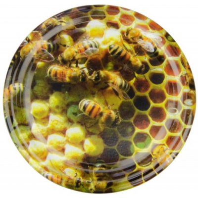 Víčko na sklenici na med se závitem TO 82 - plástev se včelami