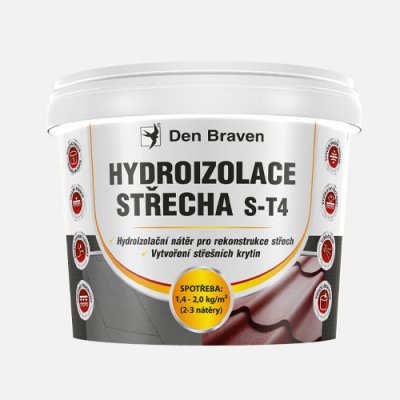 Den Braven Hydroizolace STŘECHA S-T4, kbelík 12 kg, červený – Zboží Mobilmania