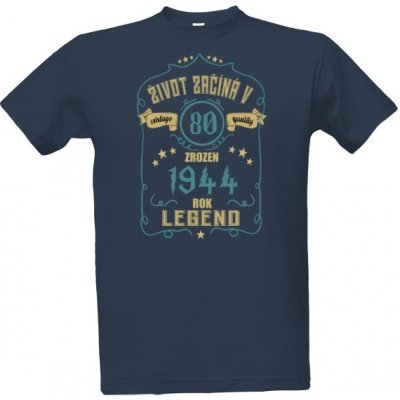 Tričko s potiskem Život začíná v 80 rok 1944 pánské denim – Hledejceny.cz