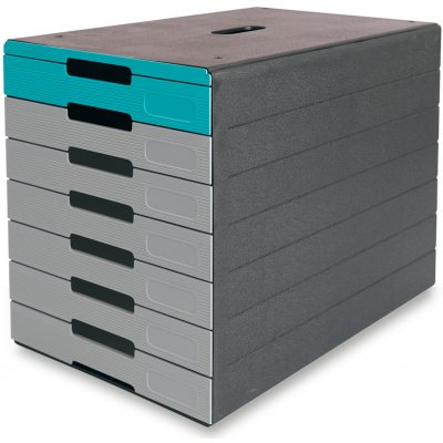 Durable Idealbox Plus 7 zásuvkový box 7 zásuvek šedo-modrý 776306 – Hledejceny.cz