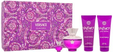 Versace Pour Femme Dylan Purple dárková kazeta pro ženy EDP 100 ml + EDP 5 ml + sprchový gel 100 ml + tělové mléko 100 ml