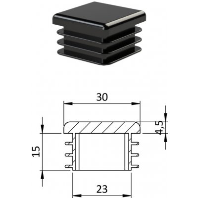 Kovoinox Krytka plastová 30 x 30 mm, černá – Hledejceny.cz