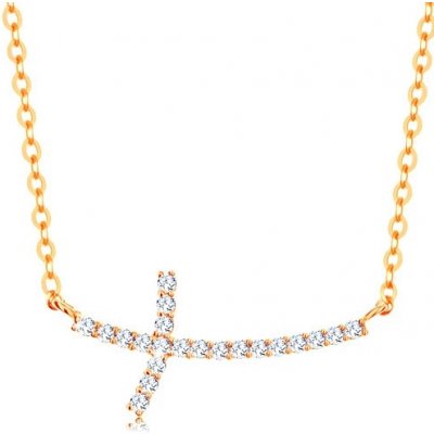 Šperky eshop Zlatý třpytivý zirkonový křížek z oválných oček GG138.04 – Zboží Mobilmania