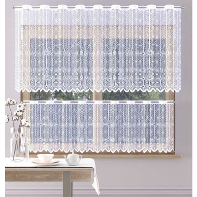 Záclona žakárová, Mia vitrážka metráž, bílá 100 cm – Sleviste.cz