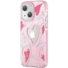 Pouzdro KINGXBAR Heart Apple iPhone 14 Plus - plastové / gumové - srdce - růžové