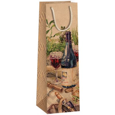 ARGUS Dárková papírová taška NATUR na víno (11 x 36 cm) 07340101 – Zboží Živě