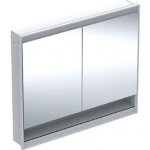 Geberit ONE - Zrcadlová skříňka s LED osvětlením, 1050x900x150 mm, 2 dvířka, s nikou, vestavná, hliník 505.824.00.1