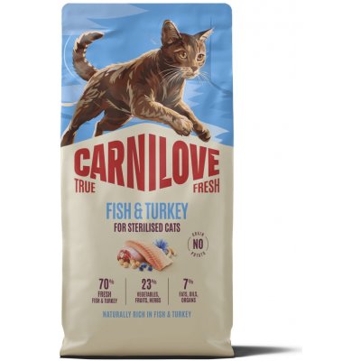 CARNILOVE TRUE FRESH CAT DRY FISH & TURKEY FOR STERILISED ADULT ALL BREEDS 6 kg – Hledejceny.cz