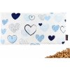 Hřejivý polštářek VFstyle Blue Hearts nahřívací polštářek s třešňovými peckami 30x15 cm