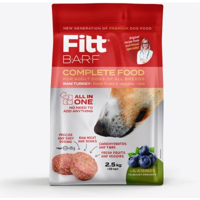 Fitt BARF krůtí kompletní krmivo pro psy, mražené dogety 2,5 kg – Sleviste.cz