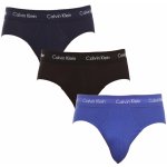 Calvin Klein slipy Cotton Hip Brief Black Blue 3Pack – Zboží Mobilmania