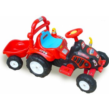 Dea elektrický traktor s vlekem červená