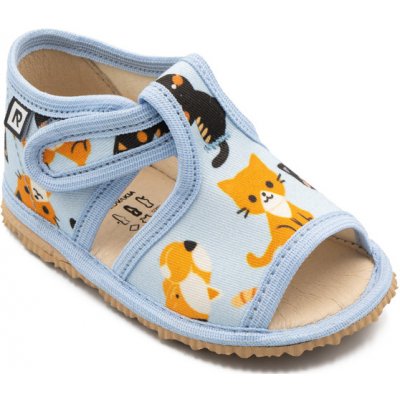 RAK dětské sandálky bačkůrky kočky modré – Sleviste.cz