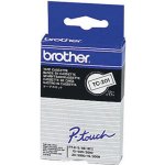 Páska do štítkovače Brother TC-201, 12mm x 8m, černý tisk/bílý poklad, laminovaná – Zboží Mobilmania
