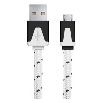 Esperanza EB176W - 5901299920176 Micro USB 2.0 A-B M/M, opetený, plochý, 1m, bílý