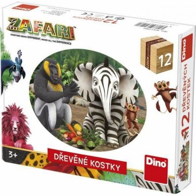 Dino obrázkové kostky Safari 12 kostek