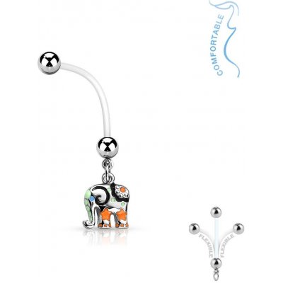 Šperky4U Těhotenský piercing do pupíku slon WP01143 – Zboží Dáma