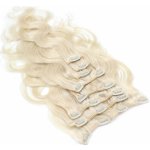 Clip in vlasy vlnité 100% lidské REMY 50cm platina – Zboží Dáma