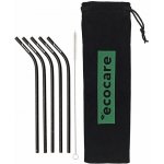 Ecocare Ekologická kovová brčka Zahnutá Černé se vzorem 5 ks – Sleviste.cz