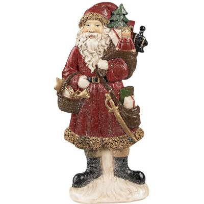 Červená vánoční dekorace socha Santa s dárky - 12*4*24 cm - Clayre & Eef – Hledejceny.cz