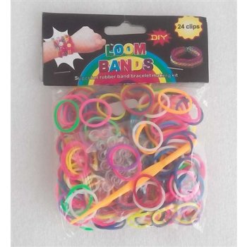 LOOM BANDS Gumičky gumičky 200ks háček svorky mix celobarevné