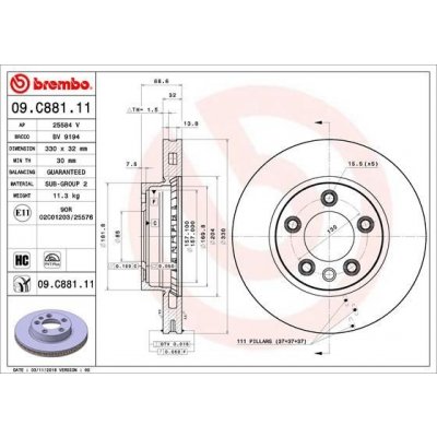 Brzdový kotouč BREMBO 09.C881.11 – Zbozi.Blesk.cz