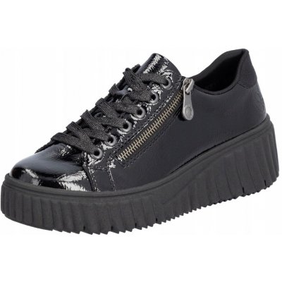Rieker tenisky na platformě lakované N2501-00 černé – Zboží Dáma