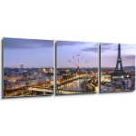 Obraz s hodinami 3D třídílný - 150 x 50 cm - Panorama de la ville de Paris avec la Tour Eiffel Panorama z Paříže s výhledem na Tour Eiffel – Zbozi.Blesk.cz