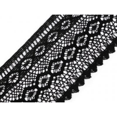 Bavlněná krajka paličkovaná šíře 12,5 cm, střední, 4 černá – Zboží Mobilmania
