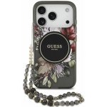 Guess IML Flowers Strap MagSafe Zadní Kryt pro iPhone 17 Pro Black – Zboží Mobilmania