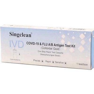 Singclean 3v1 Chřipka A/B/SARS-CoV-2 výtěrový test 1 ks – Zboží Dáma